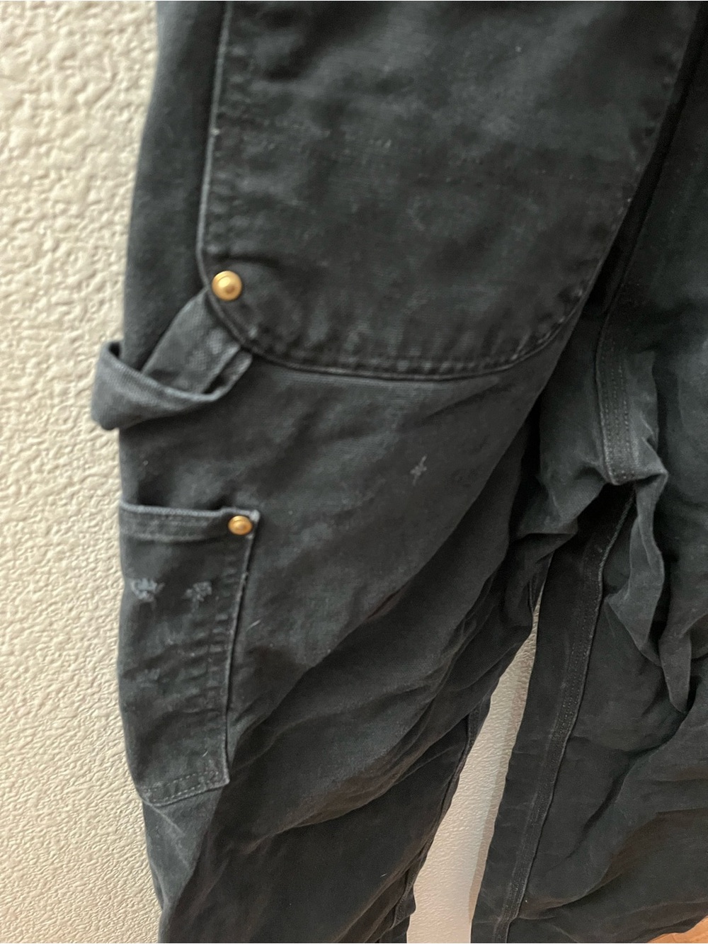 Carhartt Vintage R01 Black Double Knee Bib Overalls Cotton 30/28 Men - Picture 10 of 13